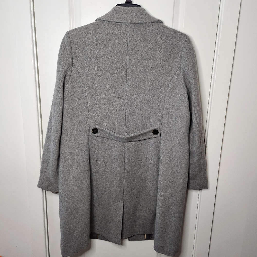 Gray Wool Blend Winter Coat XL Tailored Long Notched Collar Dressy Classic Chic - Picture 9 of 15